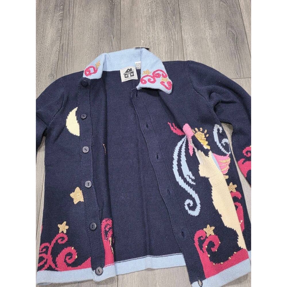Storybook Knits Women Small Collared Art Wear Sweater Cardigan Multicolo A003995 - Picture 5 of 7